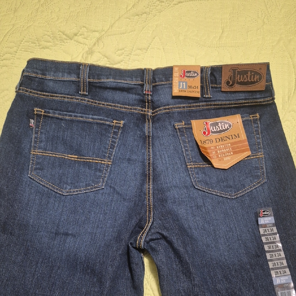 Justin Boots Blue Boot Cut Jeans Classic Style